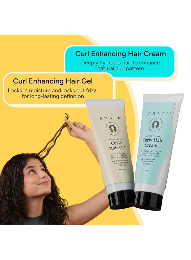 Arata Curl Styling Combo (Mini) For Curly, Frizzy & Dry Hair|Reduces Frizz | Moisturises & Hydrates Curls | Natural Hold | Sulphate, Paraben & Silicone Free | For Men & Women (50ml +50ml) - Image 2