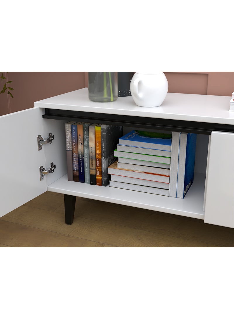 RIGID Modern White TV Stand Shelves, Living Room Entertainment Center Wood Media Console Table with Storage and 3 Drawers 40*180*50 CM - Image 3