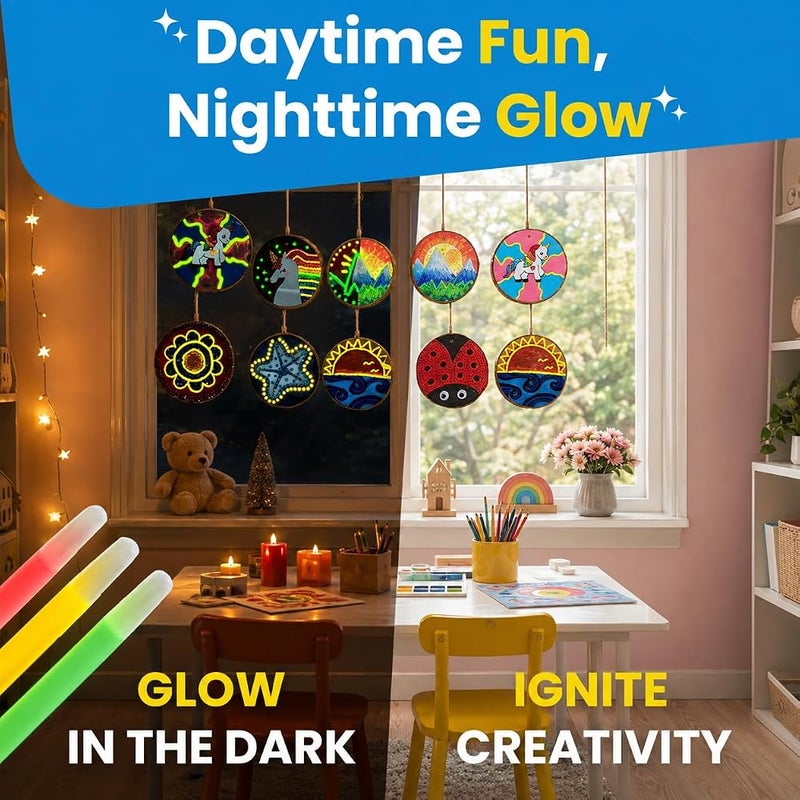 GRAFLO Kids Wooden Painting Kit – Glow in the Dark Arts & Crafts Set, Creative DIY Craft Activity Toy Gift for Boys & Girls Ages 6–12, Fun Paint Your Own Wooden Art Kit - Image 4
