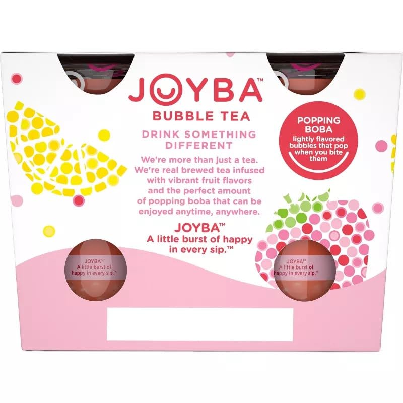 Joyba Strawberry Lemonade Green Tea Bubble Tea, 12 fl oz Cup (Pack of 4) - Image 4