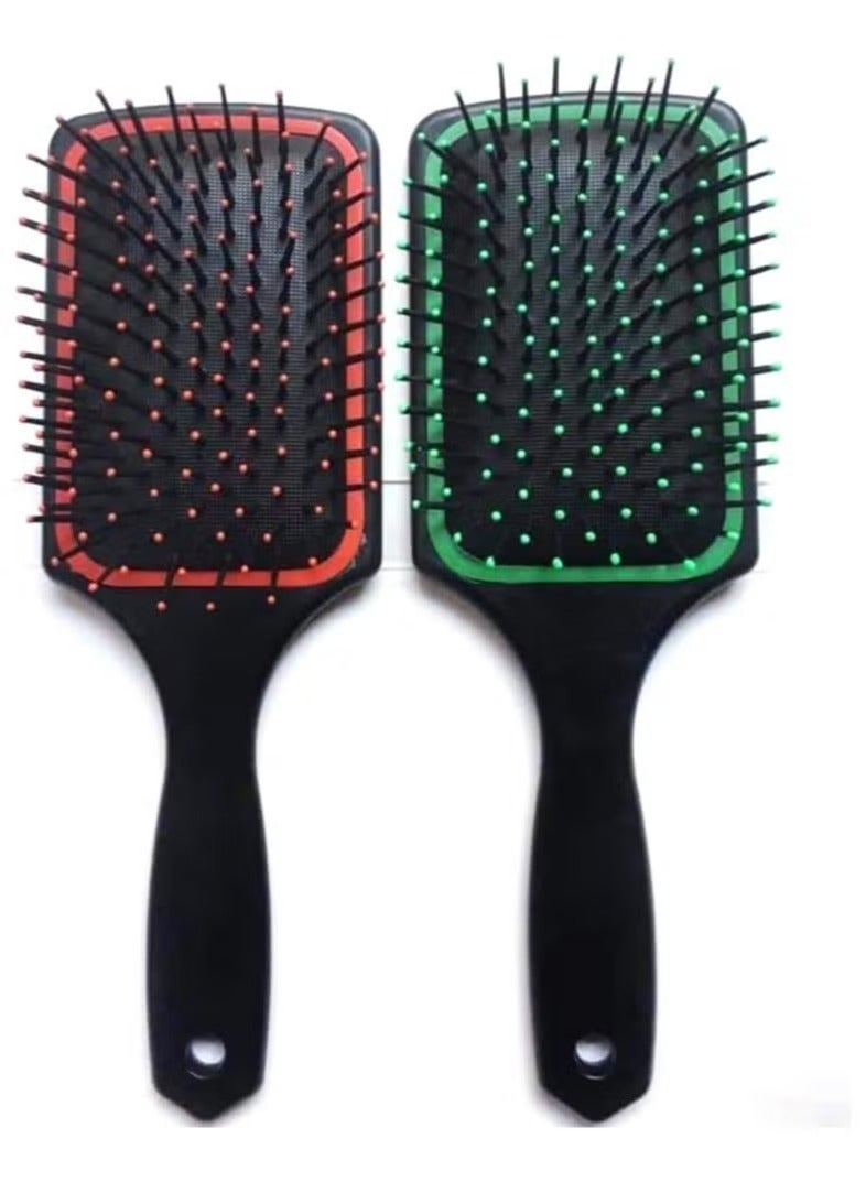 Large rectangular padded hairbrush with a plastic handle for styling hair, available in multiple colors. - Image 1