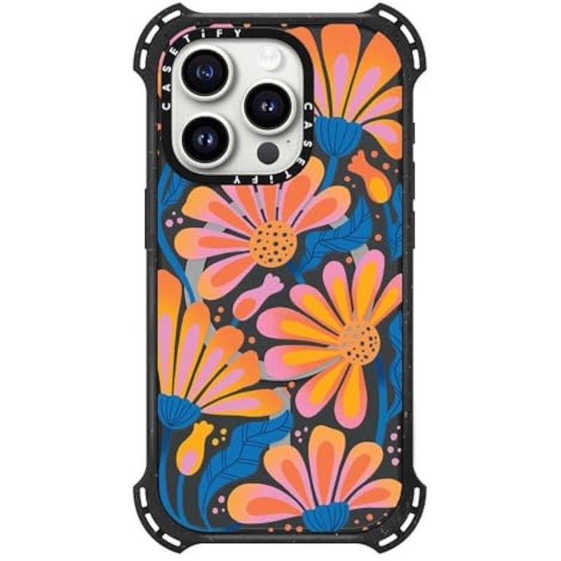 Casetify Bounce iPhone 15 Pro Case 【6X Military Grade Drop Tested / 21.3ft Drop Protection/Compatible with Magsafe】 - Lazy Daisy - Triple Black - Image 3