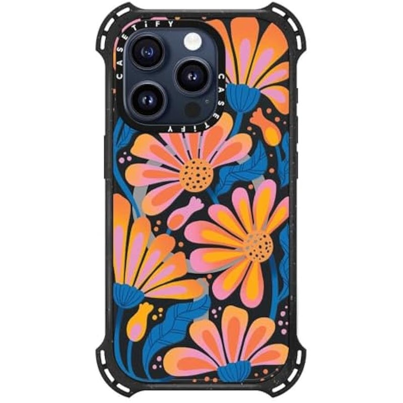 Casetify Bounce iPhone 15 Pro Case 【6X Military Grade Drop Tested / 21.3ft Drop Protection/Compatible with Magsafe】 - Lazy Daisy - Triple Black - Image 2