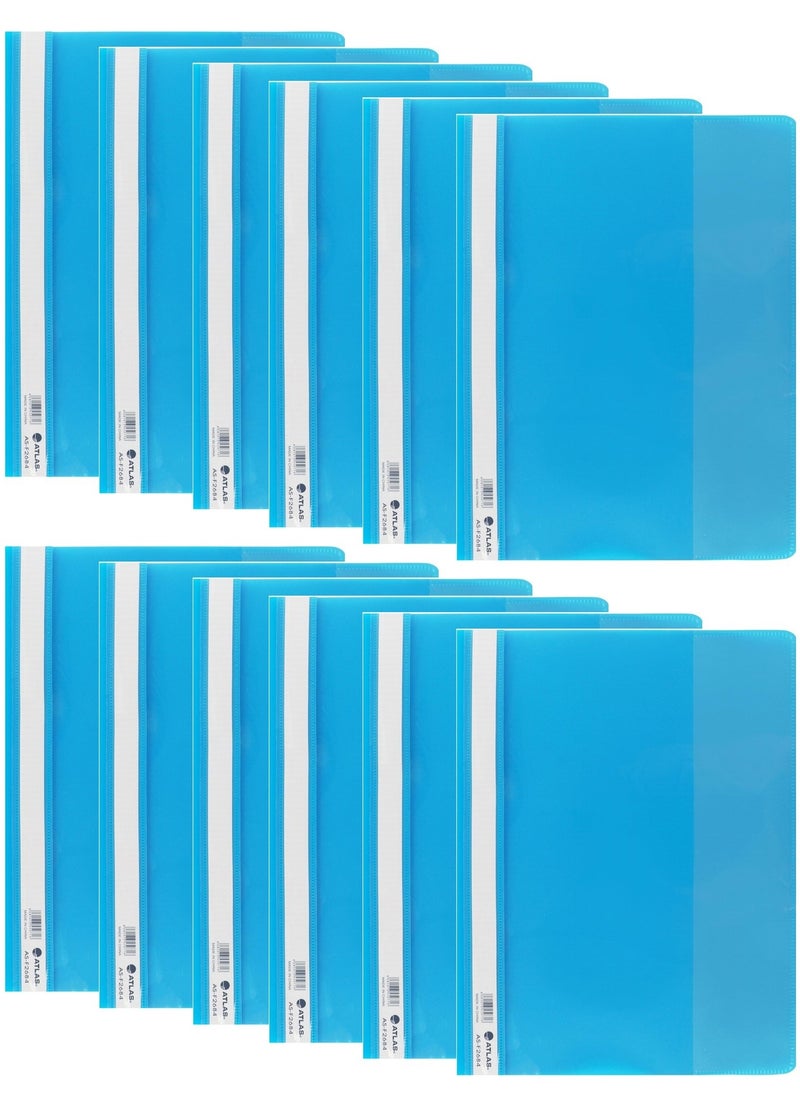 ATLAS - 12-Piece Flat Clear View Folder File Blue - Image 1