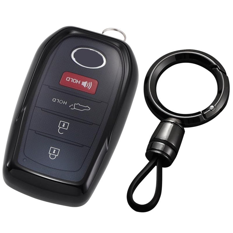 Lcyam Key Fob Cover Fits for 2025 Toyota Auto Remote Starter Clear Thin TPU Shockproof Protection Case Model B cover black
