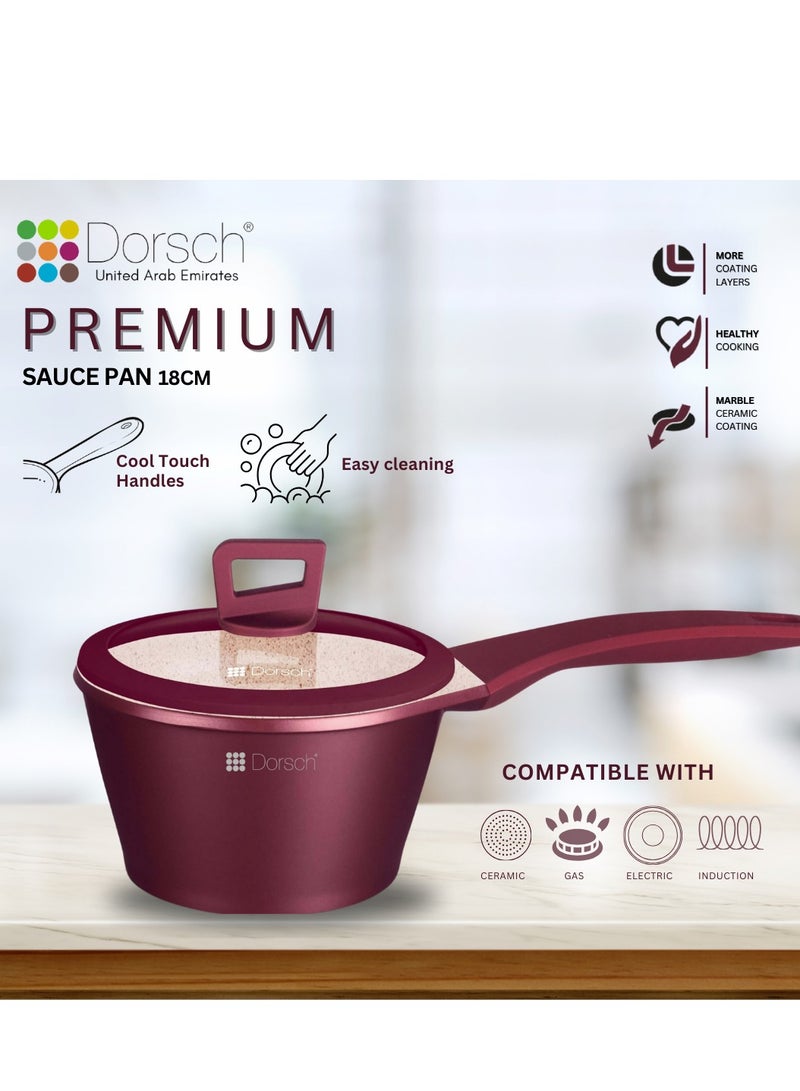 Dorsch Danish Design 18cm Sauce Pan - Non-Stick Ceramic Coating, PTFE Free, Scratch Resistant, TUV Certified, Induction Ready, Oven Safe, PFOA Free, Heat Distribution, Easy to Clean, Durable - Image 3