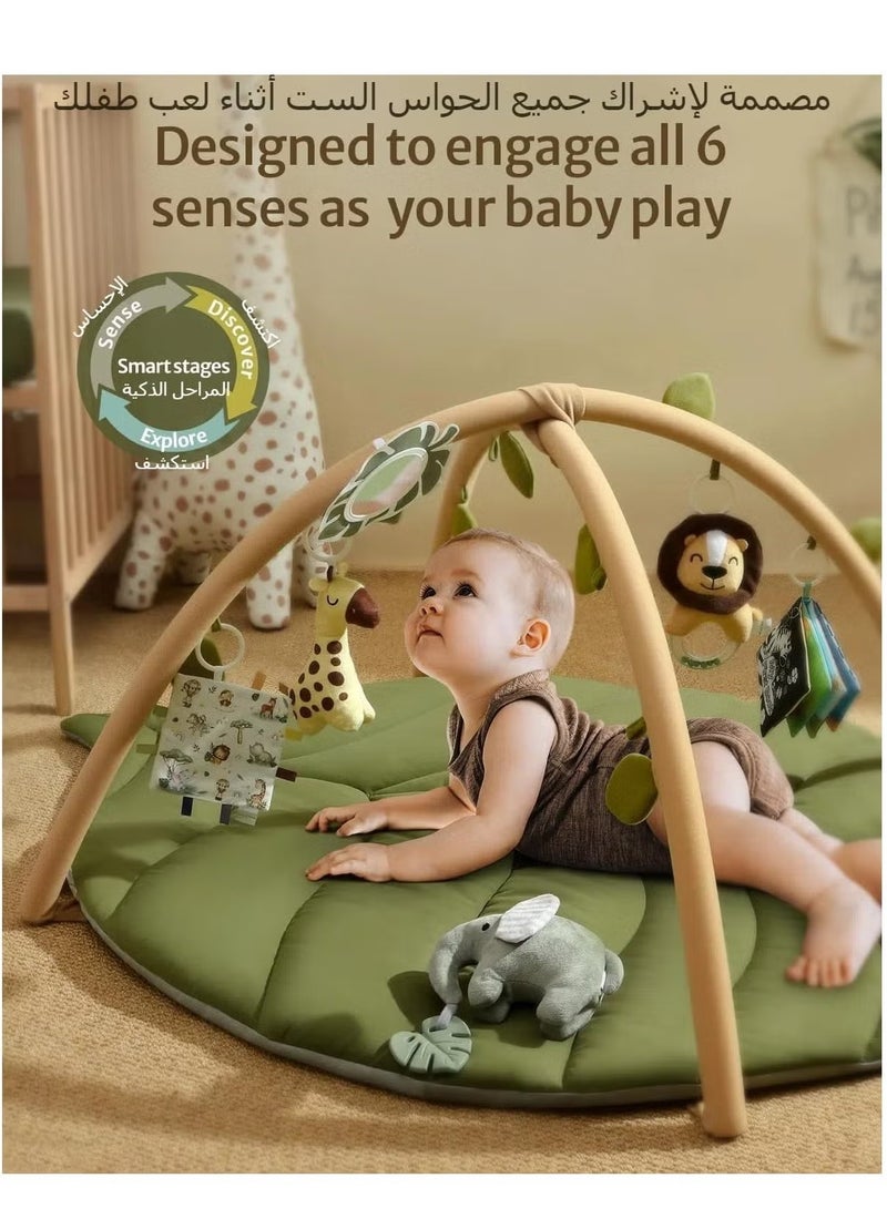 XICEN Baby Gym Play Mat, Large Activity Playmat with Detachable Toys, Leaf Shaped Tummy Time Mat, Activity Center for Infants, Promote Motor Skills & Sensory Development - Image 2