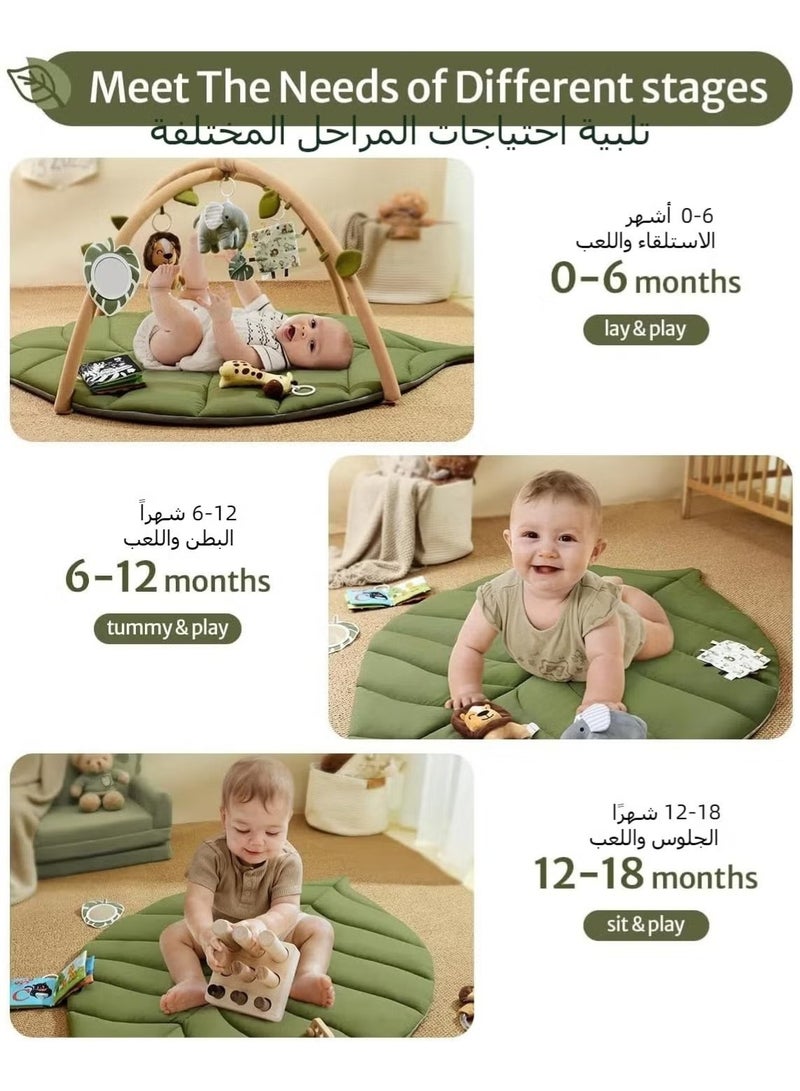 XICEN Baby Gym Play Mat, Large Activity Playmat with Detachable Toys, Leaf Shaped Tummy Time Mat, Activity Center for Infants, Promote Motor Skills & Sensory Development - Image 4