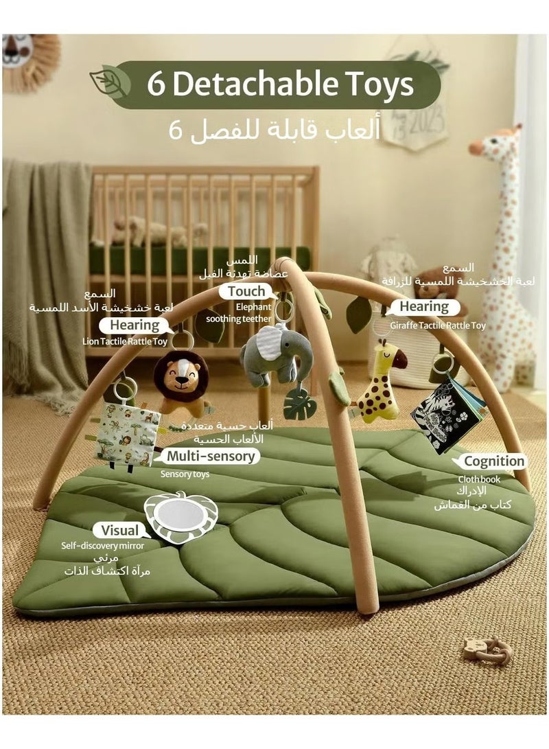 XICEN Baby Gym Play Mat, Large Activity Playmat with Detachable Toys, Leaf Shaped Tummy Time Mat, Activity Center for Infants, Promote Motor Skills & Sensory Development - Image 3