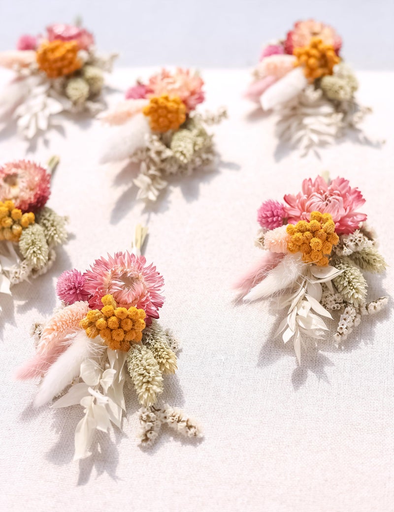 xin's convey Mini Dried Flower Bouquet (Pack of 6)  Dried Flower Bouquet for Bohemian Wedding Table Centerpieces  Dried Pampas Grass  Groom and Best Man Boutonnieres  Dried Cake Flowers. (Burgundy) - Image 2