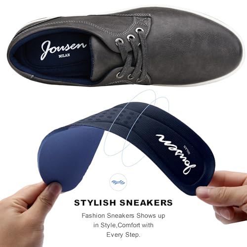 Jousen Men's Casual Shoes Memory Foam Mens Fashion Sneakers Business Dress Sneaker (A81Q06 Grey 9.5) - Image 2