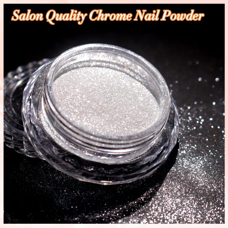 FNNZ White Chrome Nail Powder, Clear Glazed Donut Mermaid Aurora Nail Powder Pigment Pearlescent Nail Art Glitter Decoration for Home DIY Nail Salon Manicure - Glaze White - Image 3
