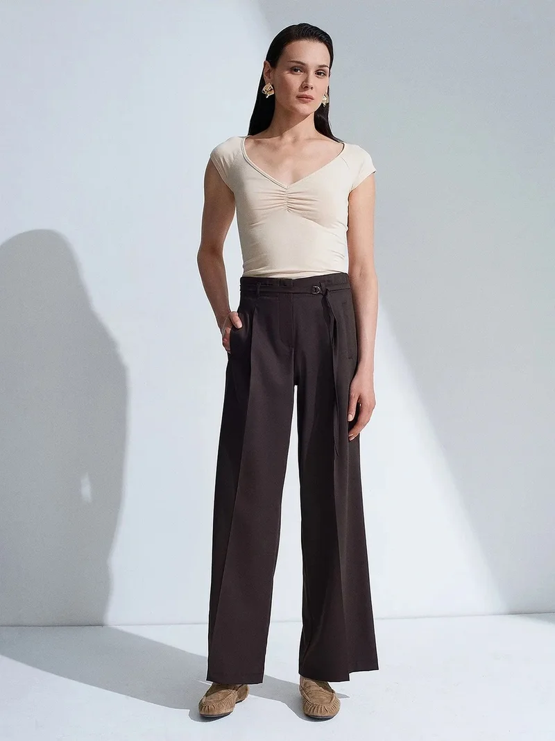 ديلفين DILVIN Belted Wide-Leg Trousers