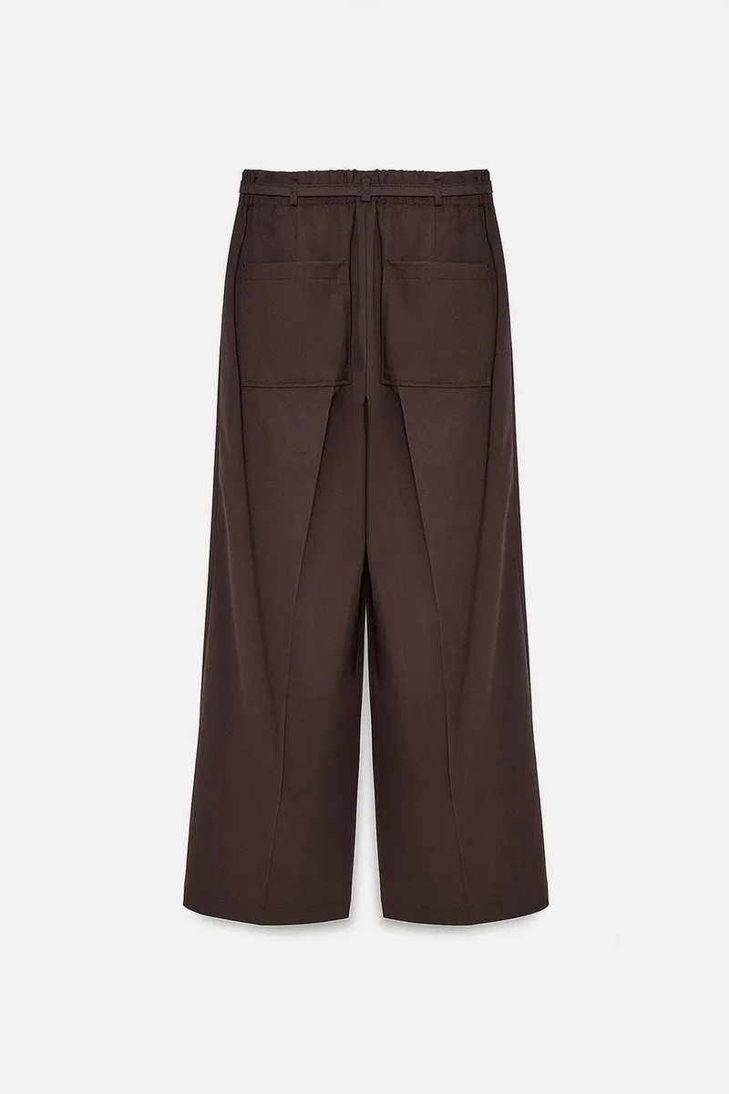 Dilvin Coffee Brown DILVIN Belted Wide-Leg Trousers for Women | Best Price UAE