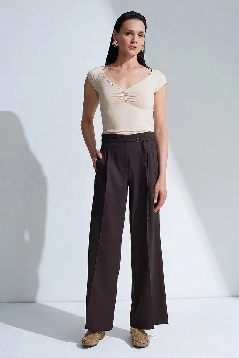 ديلفين DILVIN Belted Wide-Leg Trousers