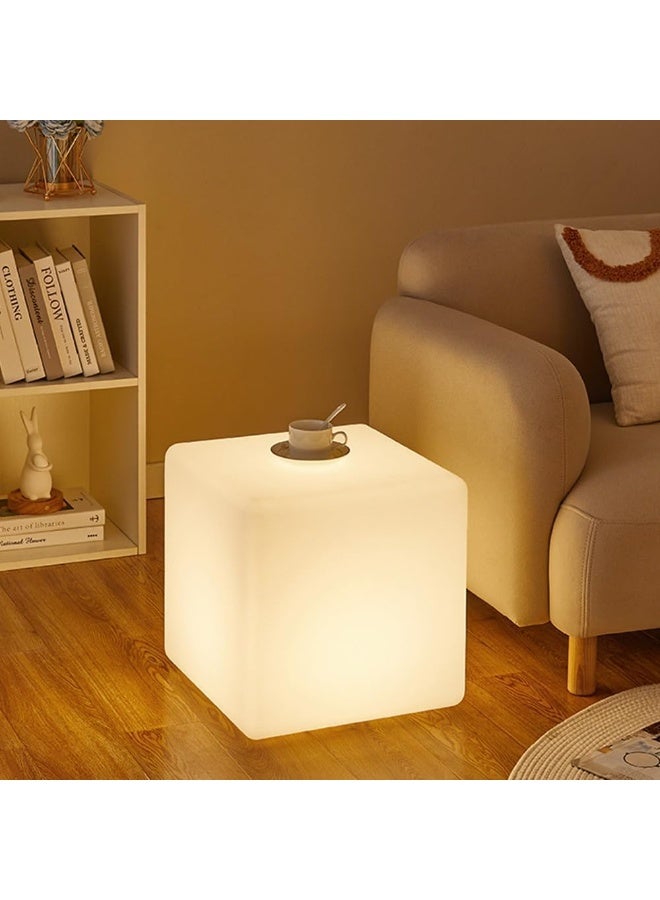 Etronikstore Etronikstore LED Cube Chair 14-Inch RGB Color Changing LED Cube Seat w/ Remote, Versatile Lighted Up Modern Side Table Glowing Nightstand Soothing Mood Light for Bedroom Living Room Patio, Fun & Practica  - Image 1
