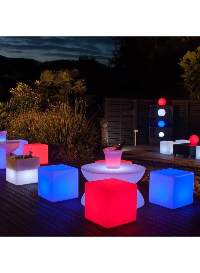 Etronikstore Etronikstore LED Cube Chair 14-Inch RGB Color Changing LED Cube Seat w/ Remote, Versatile Lighted Up Modern Side Table Glowing Nightstand Soothing Mood Light for Bedroom Living Room Patio, Fun & Practica  - Image 2