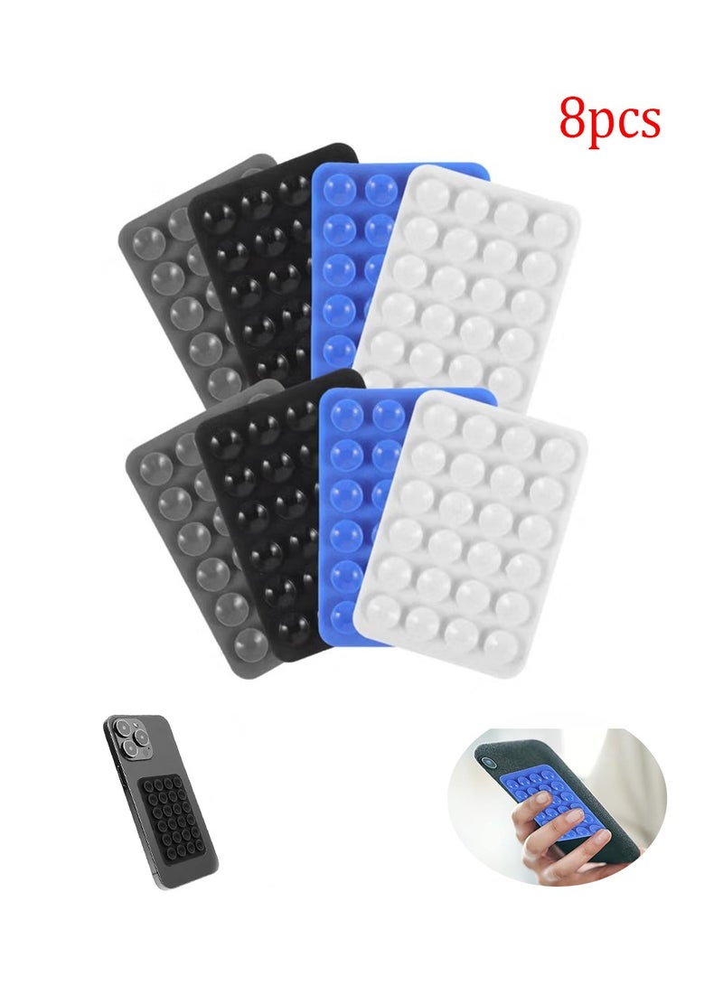 8 Pcs 4 Color Adhesive Silicone Suction Phone Case, Multipurpose Non Slip Phone Suction Cup, Universal Phone Sticky Grip, Suitable for Mirror Bathroom Home Kitchen - Image 1