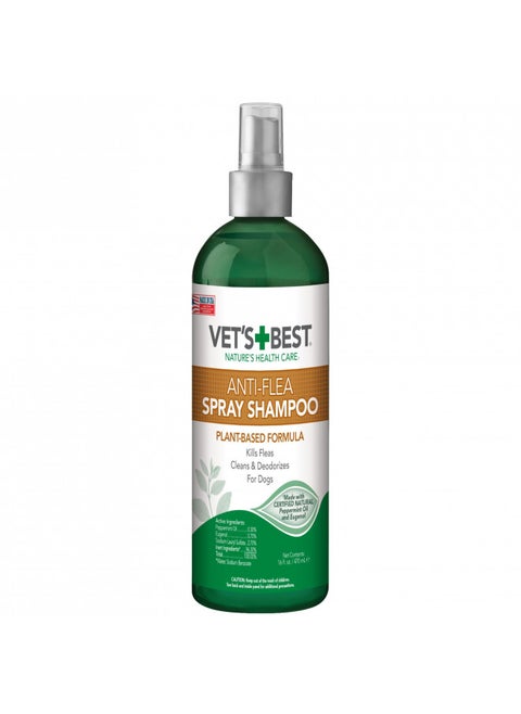 Vet's Best Anti-Flea Spray Shampoo - Dog Flea and Tick Treatment - Plant-Based Formula - Certified Natural Oils - 16 oz