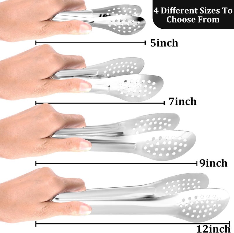 XEVOM 10PCS Serving Tongs, Small Kitchen Tongs, Stainless Steel small Appetizer Tongs Mini Sugar Ice (5 Inch) - Image 3