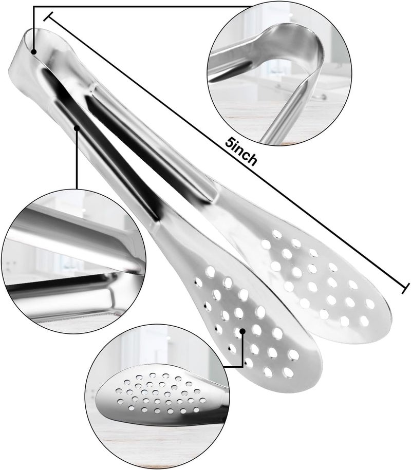 XEVOM 10PCS Serving Tongs, Small Kitchen Tongs, Stainless Steel small Appetizer Tongs Mini Sugar Ice (5 Inch) - Image 2