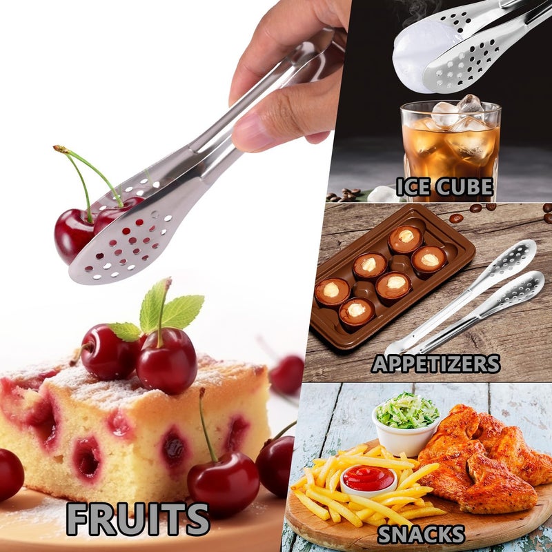 XEVOM 10PCS Serving Tongs, Small Kitchen Tongs, Stainless Steel small Appetizer Tongs Mini Sugar Ice (5 Inch) - Image 5