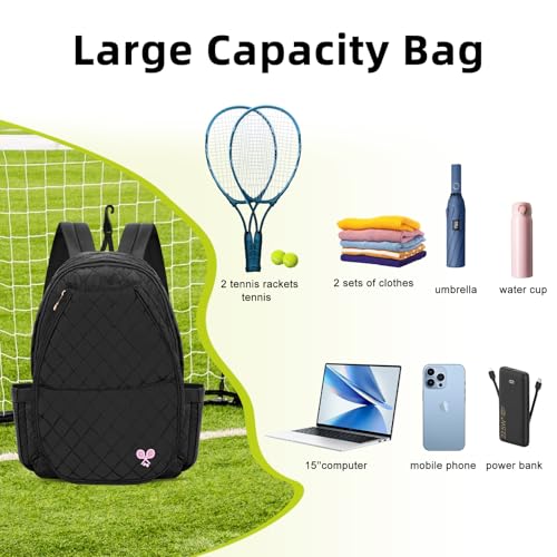 YEEGO DIRECT Tennis Bags for Women, Tennis Backpack Pickleball Racket Bags,Waterproof Sling Bag,Suitable for Pickleball Tennis Badminton, Gifts for Women Men (Black) - Image 5