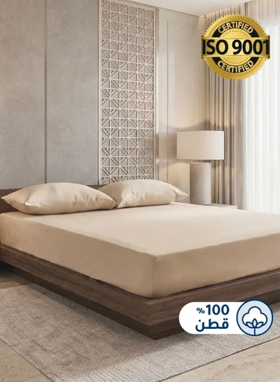 سيد المنسوجات المنزلية طقم شراشف ملائم من القطن،مصنوع من القطن 100٪ ، 200 غرزة ، يحتوي على 3 قطع بحجم كينج مع جيب عميق بعمق 35 سم