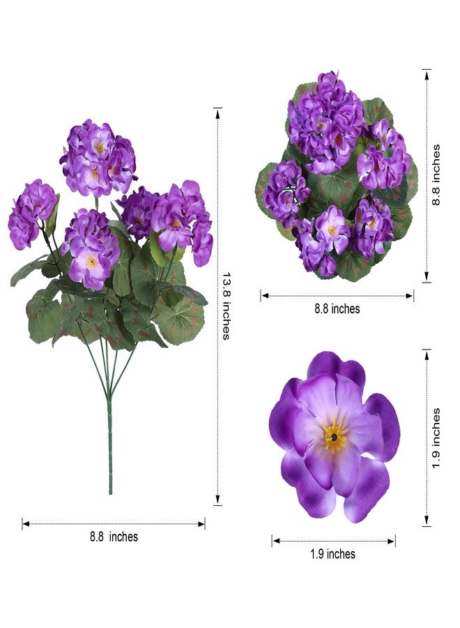 HyeFlora Artificial Geranium Fake Flowers for Outdoors Decoration, 6 Bundles Silk Geraniums Flower UV Resistant Look Real Faux Plants for Outside Planter Front Door Garden Patio Balcony Yard Home, Purple - Image 5