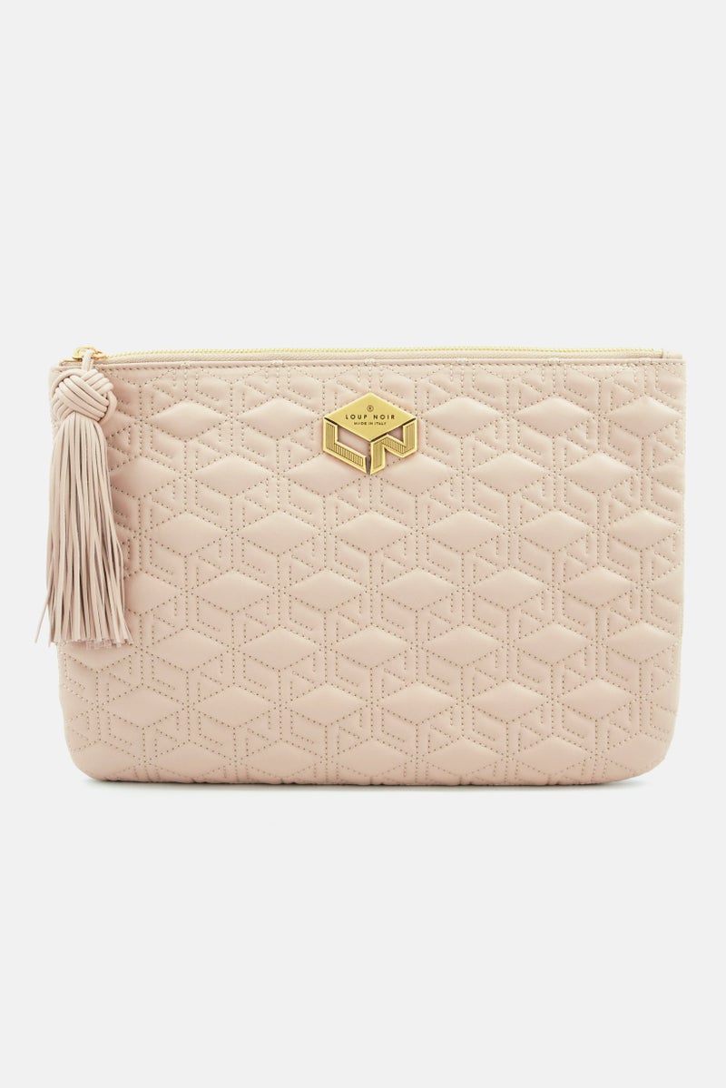 Loup Noir Women Brand Logo Clutches Bag 33 L x 24 H x 2 W cm, Nude  - Image 1