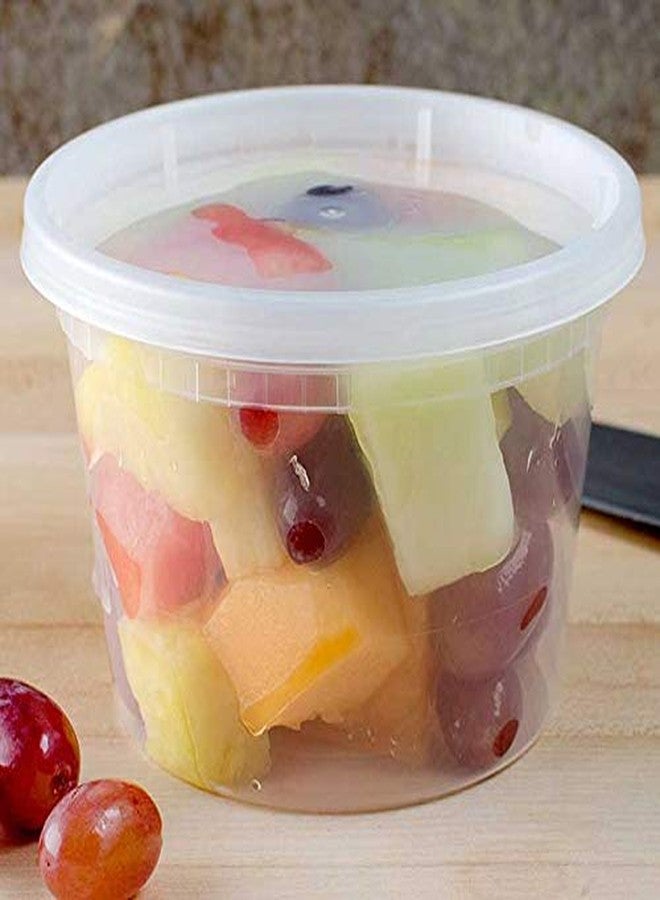 QQOUTLET Microwavable Hot and Cold Translucent Plastic Deli Food Storage Container with Lid, 24-Pack 16 Oz - Image 1