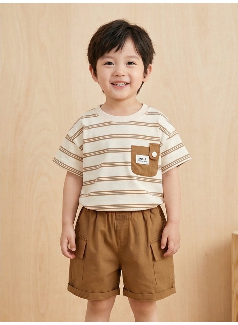 Baby Boy Clothes Summer Outfit Set Striped Short - Sleeve T - shirt + Casual Shorts 2- Piece Set - Image 4