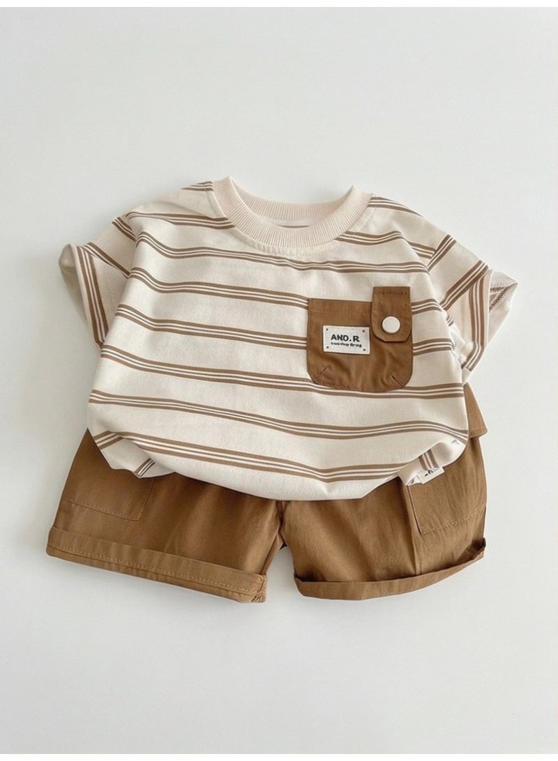 Baby Boy Clothes Summer Outfit Set Striped Short - Sleeve T - shirt + Casual Shorts 2- Piece Set - Image 5