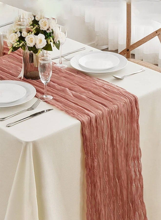 فلاي رود مفرش طاولة شفاف من Chessian لتزيين حفلات استقبال الزفاف وحفلات الزفاف، قطعة مركزية للطاولة، 90*340 سم، لون قرمزي - Image 2