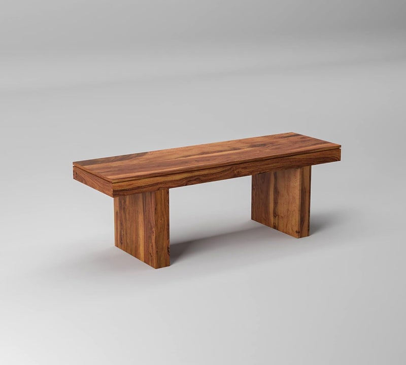 WOODAMIYA Solid Wood Seating Bench for Indoor and Outdoor Uses l Bench for Daining Room, Balcouny, Office, Gym, Garden l Easy DIY l Teak Finish l 44x14.5x17.5 Inch - Image 4