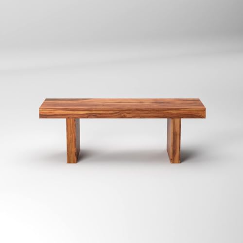 WOODAMIYA Solid Wood Seating Bench for Indoor and Outdoor Uses l Bench for Daining Room, Balcouny, Office, Gym, Garden l Easy DIY l Teak Finish l 44x14.5x17.5 Inch - Image 3