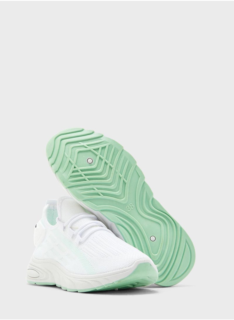 Ginger - Coloured Detail Knit Lace Up Sneaker - Image 1