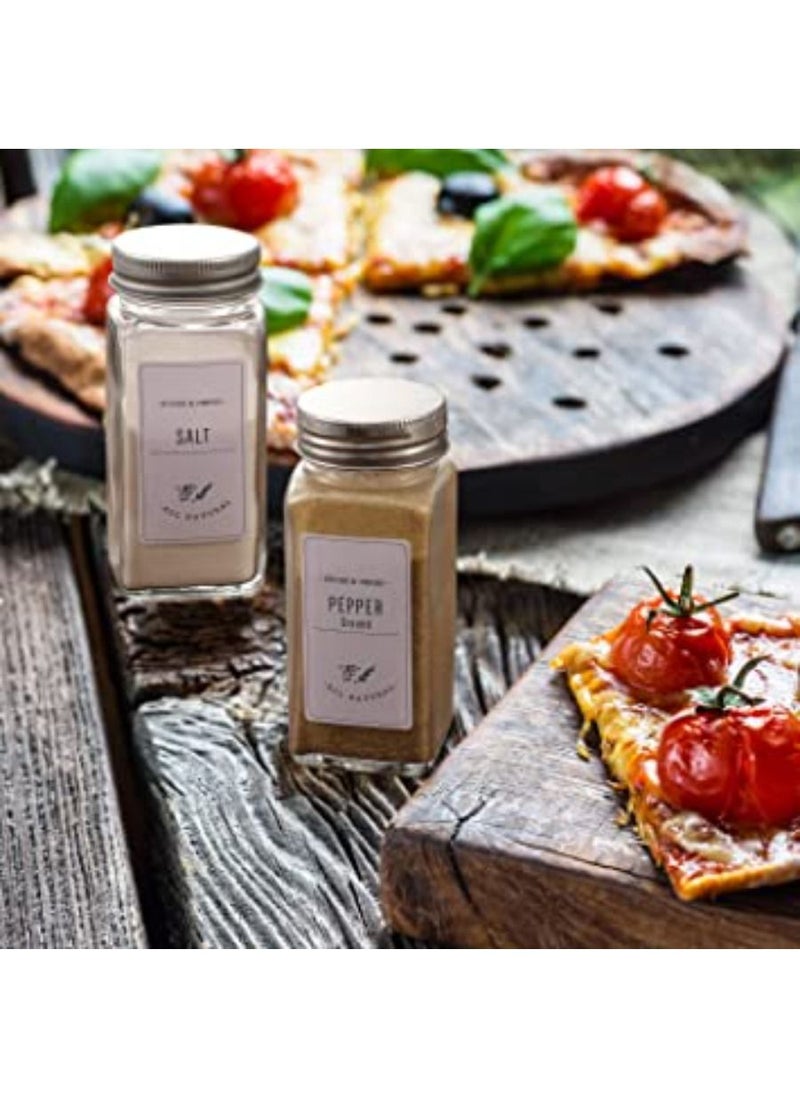 QUESERA - 24Pcs Glass Spice Jars with Spice Labels 4oz Empty Square Spice Bottles Shaker Lids and Airtight Metal Caps   Chalk Marker and Silicone Collapsible Funnel Included - Image 1
