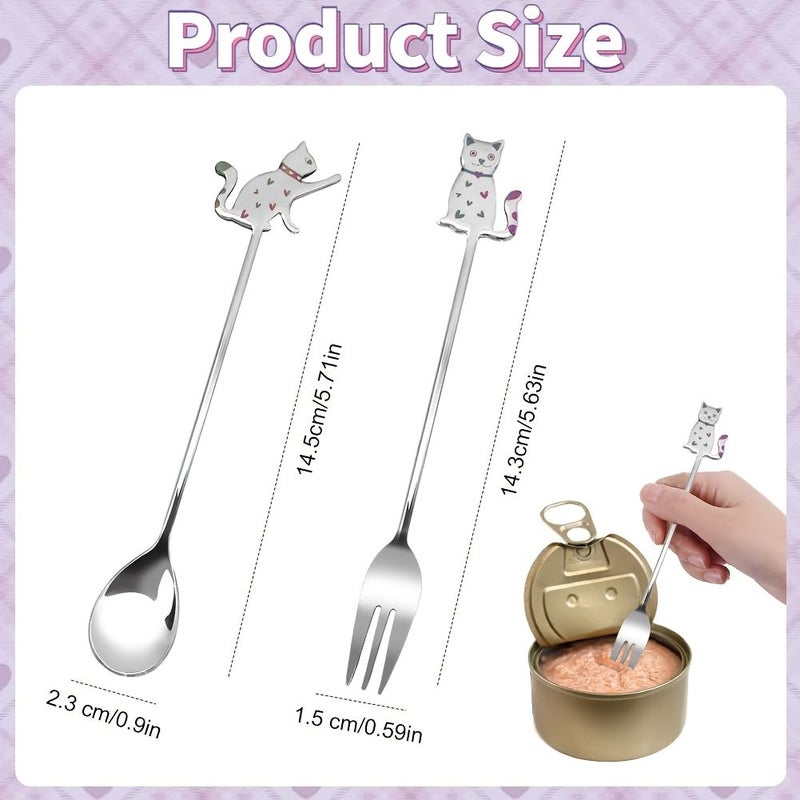 2pcs Stainless Steel Cat Food Scoop Set Easy Clean For Wet Dry Pet Bowl - Image 4