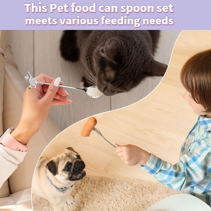 2pcs Stainless Steel Cat Food Scoop Set Easy Clean For Wet Dry Pet Bowl - Image 2