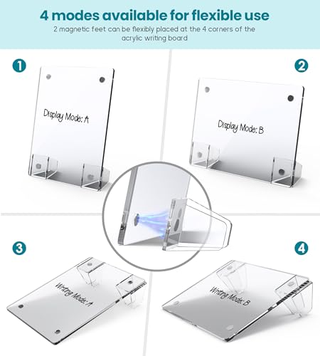 NiOffice Clear Acrylic White Board 8x6 Inches, Frameless Desktop Dry Erase Board with Flexible Magnetic Stand and Markers, Mini Whiteboard Desk Accessories for Women, Home, Office, School - Image 2