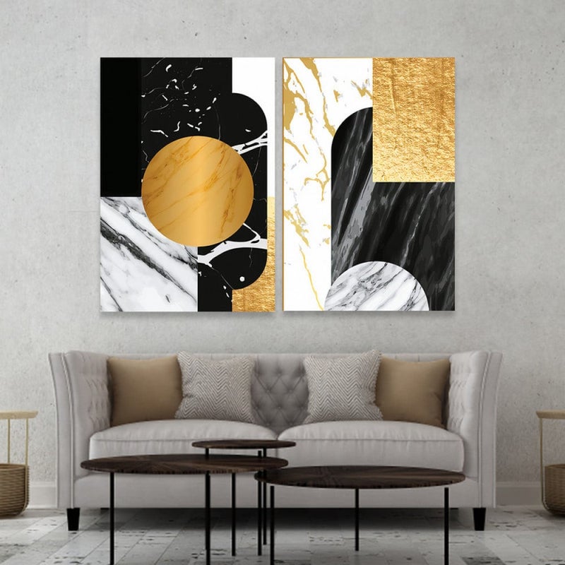 Marktna A double canvas painting with a modern design, total size 80 x 60 cm - Image 1