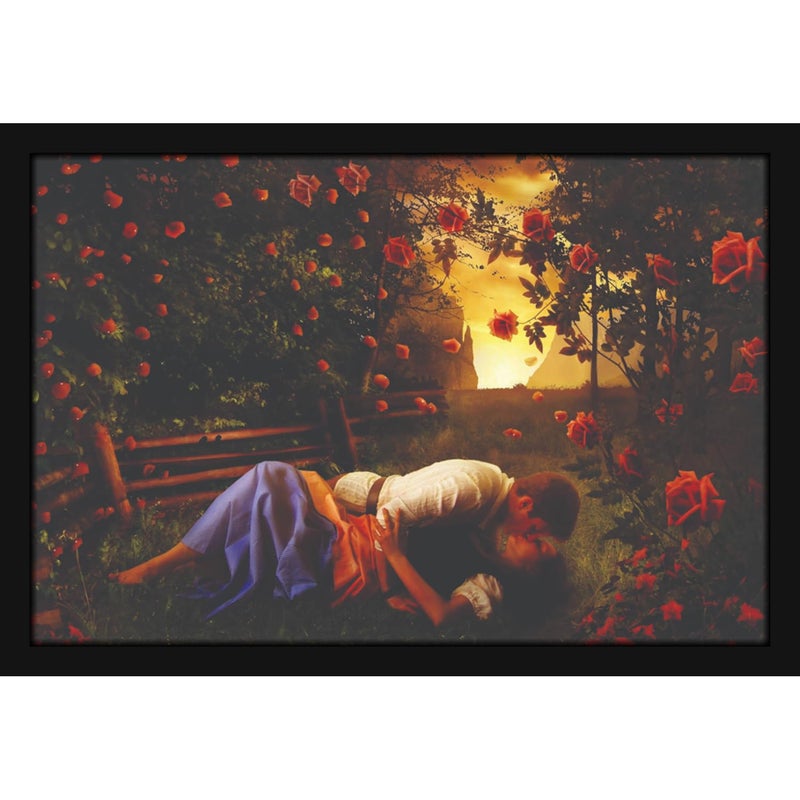 Mad Masters Kissing Couple Love Romance Painting Hanging Photo Frame Decorative Item for Living Room Bedroom Home Decor and Wall Decoration MM 10078 8x12 Inch Paper Without Plexi Glass