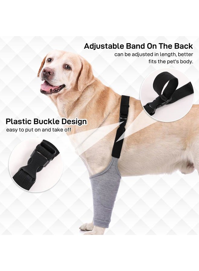 IDOMIK Dog Recovery Suit Front Legs, Dog Recovery Sleeve After Surgery with Elastic Band, Protective Elbow Protector for Medium Large Dogs, Dog Cone Alternative to Stop Licking Leg Wounds,Grey,L - Image 4