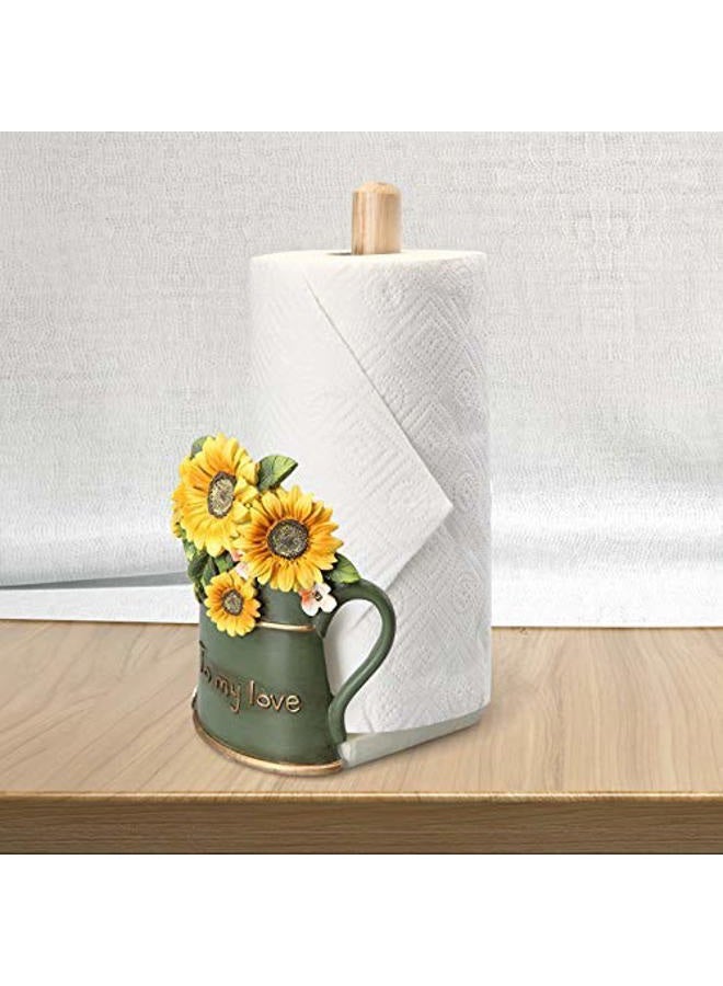 MASSJOY Paper Towel Holder with Sunflower Flower Decor, Resin Crafts Display for Kitchen Cafe Western Restaurant Cake Shop Dessert Shop. - Image 2