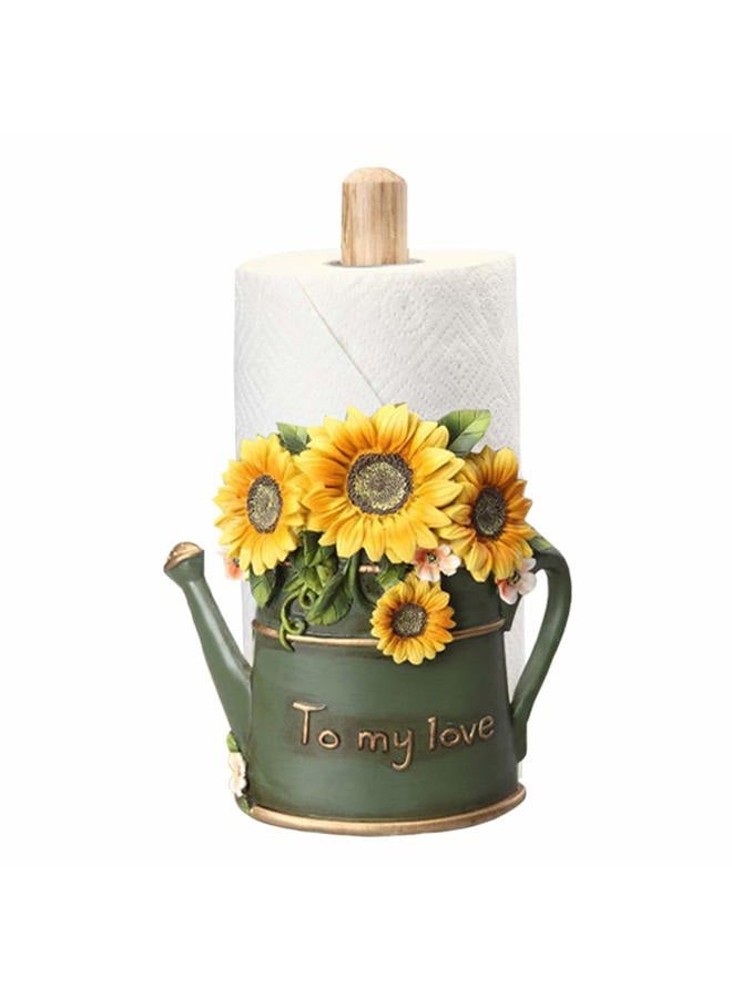 MASSJOY Paper Towel Holder with Sunflower Flower Decor, Resin Crafts Display for Kitchen Cafe Western Restaurant Cake Shop Dessert Shop. - Image 1