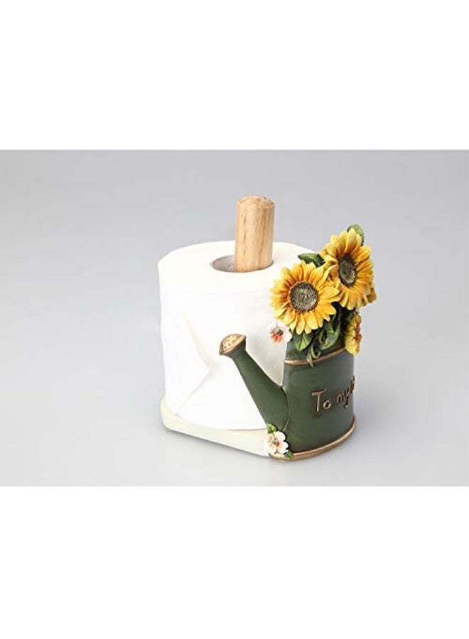 MASSJOY Paper Towel Holder with Sunflower Flower Decor, Resin Crafts Display for Kitchen Cafe Western Restaurant Cake Shop Dessert Shop. - Image 4