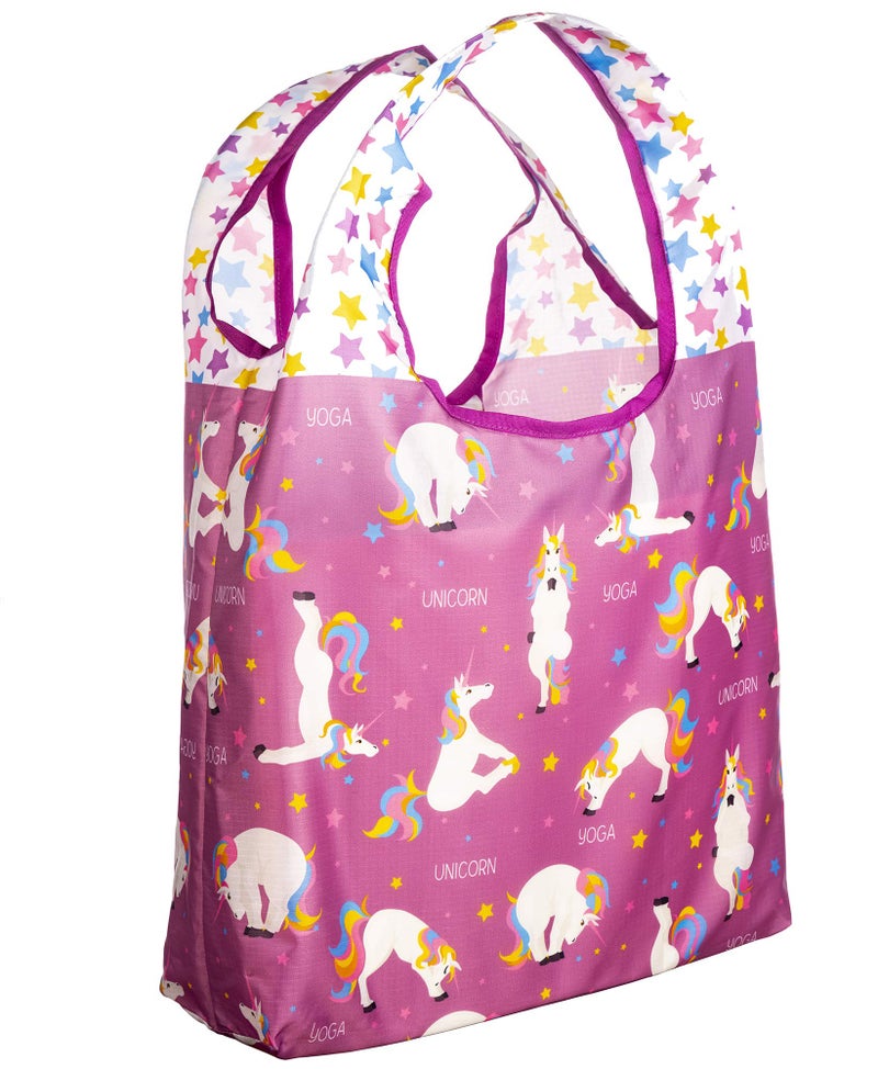 OWITZ Reusable Grocery Bags  Vibrant Tote Bag For Groceries Gym Office Supplies Beach Toys  More  Washable Design With Large Handles For Maximum Convenience  Folds Into A Small Pouch Unicorn