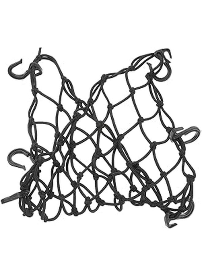 Black Latex Cargo Net with 6 Hooks 40x40cm Elastic Storage Mesh for Car SUV Trunk Motorcycle Fuel Tank - Image 1