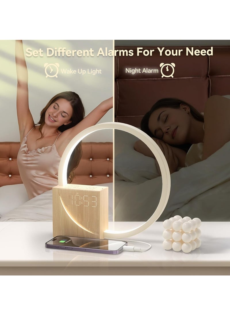 Light - Vivilumens Sunrise Alarm Clock for Heavy Sleepers Adults, Wake-up Light, Sleep Aid 10 White Noise Sound Machines with 30/60/90 Timer, 3 Level Dimmable Touch Table Lamp with Snooze USB Charger Port - Image 1